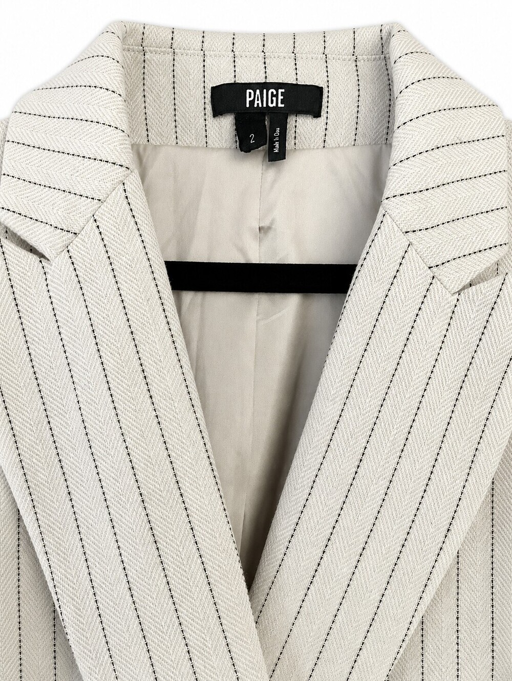 PAIGE Size 2 Hourglass Cinched Waist Pinstripe Double Breasted Power Blazer $399 - Picture 13 of 13